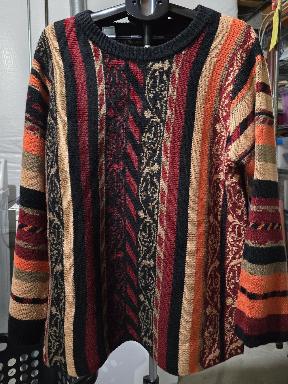BloomChic BoHo Striped Multicolor Knit Sweater in Red, Orange & Black Sz 18/20